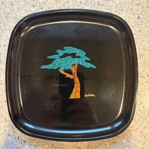 Collectible Vintage 1966 Couroc Monterey Cypress Tree Serving Tray, 8.5”